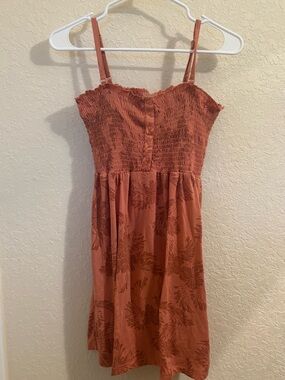 Roxy Rust Floral Smocked Mini Dress
